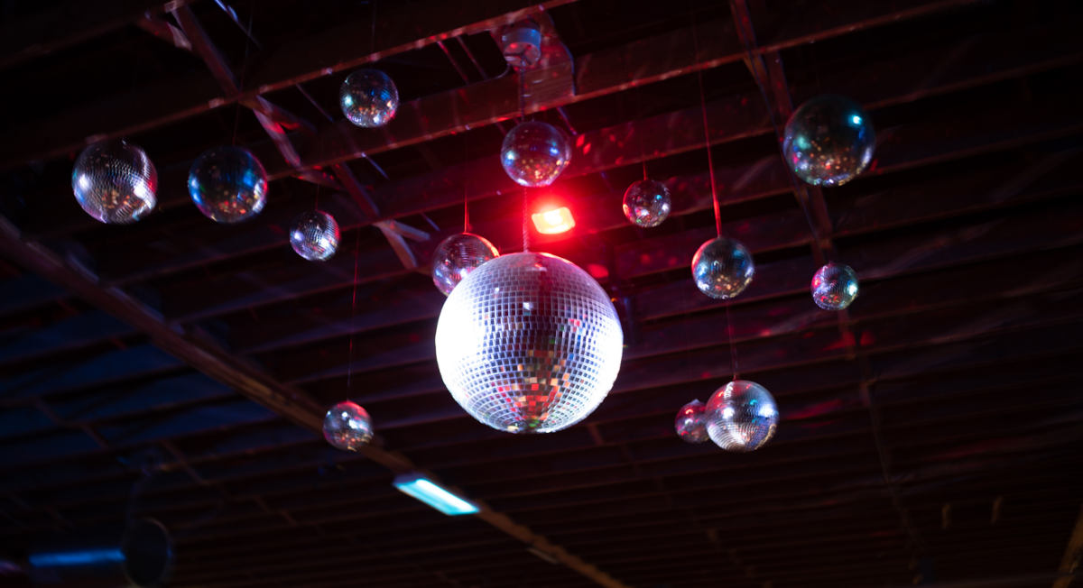 image of the overhead discoballs