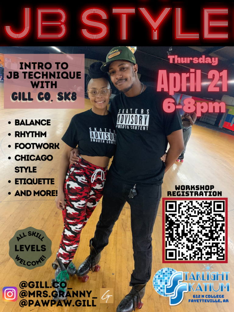 JB Style - Intro to JB Technique with Gill Co. Sk8
Thursday April 21, 6-8pm
Tickets available at Eventbrite
