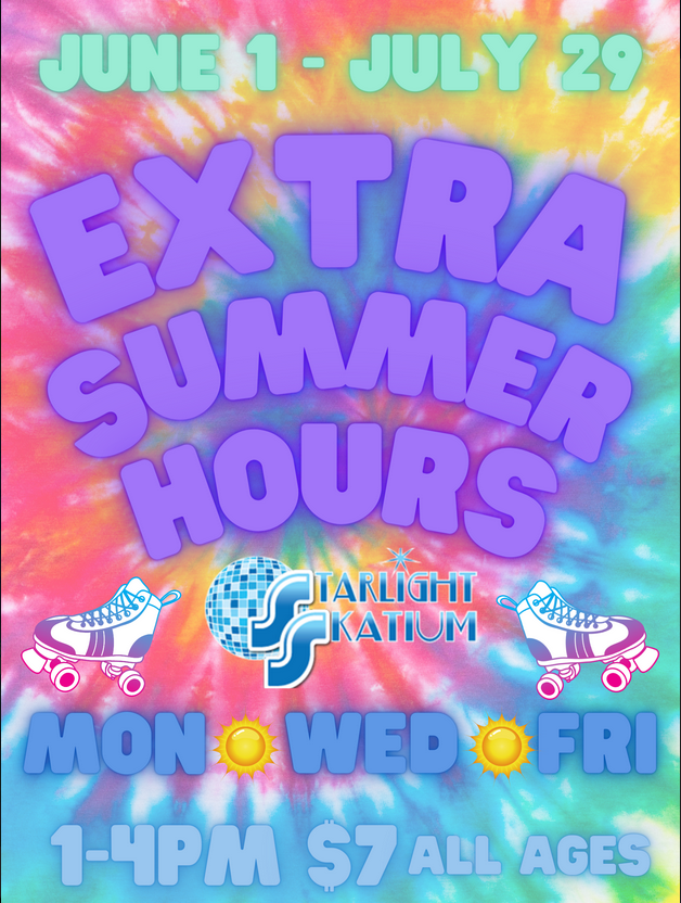 Extra Summer Hours June 1 through July 29, Monday Wednesday Friday 1-4PM $7 All Ages